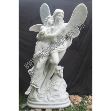 Estatua de piedra de mármol tallado ángel de la escultura para la decoración del jardín (SY-X1718)
